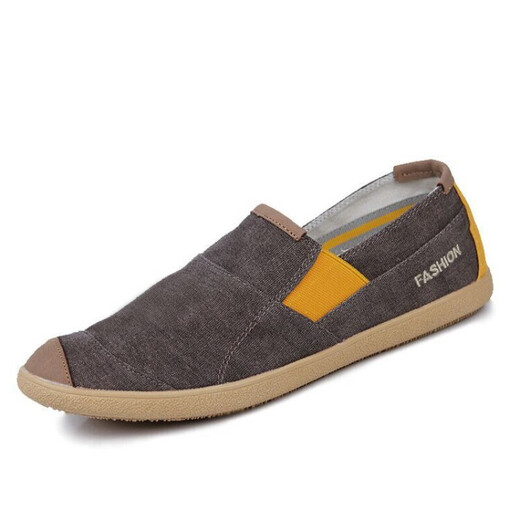 Changxiang Huili Herrenschuhe für Frühlings- und Herbst Sommer-Herren-Leinwand Casual Trendy und vielseitig atmungsaktive ein Fuß faule trendige Schuhe Altes Peking-Stoff hellbraun gelb (189) 42