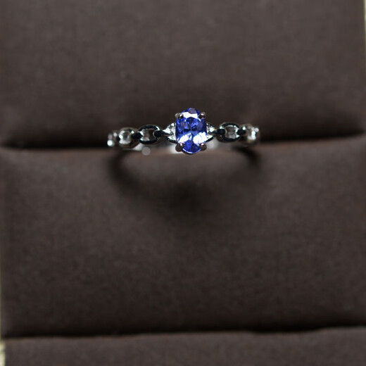 DL 1998 Tanzanite Natural Ring Blue Gemstone Women's S925 Silver Live Mouth Adjustable Big and Small Finger Style Three