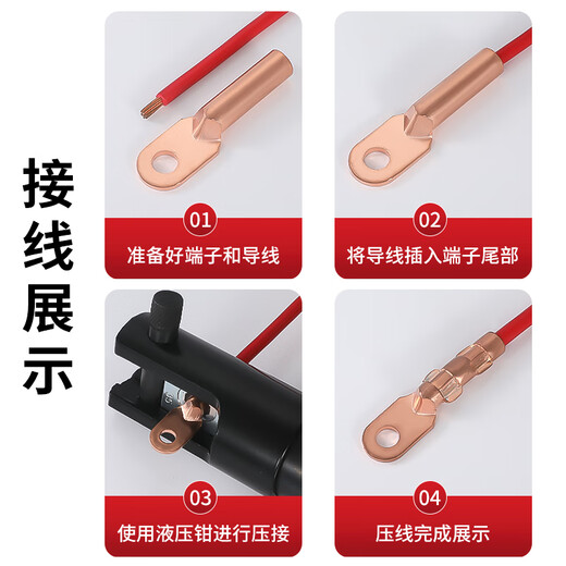 铸固 铜鼻子 线鼻子16平方DT冷压接线端子铜线耳接线电缆接线头 DT-16mm²（10只装）