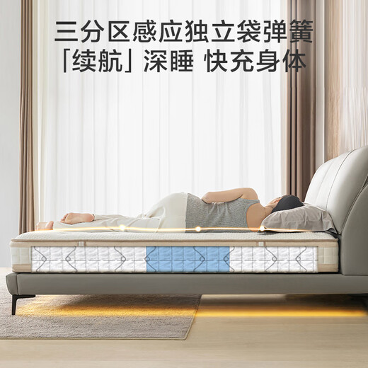 Beidao leather suspension bed made in Tokyo, North American cowhide reclining backrest, solid wood frame, master bedroom double bed 1.5 2 meters