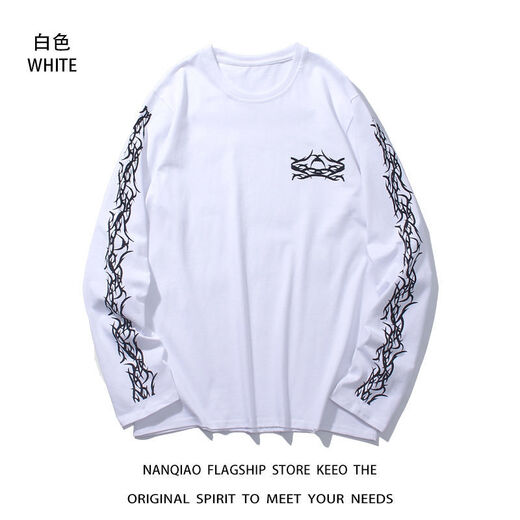Cool Chapter (KUZHANG) European and American trendy high street long-sleeved T-shirt men's trendy ins couples hip-hop style loose street autumn clothes base shirt 679 black M