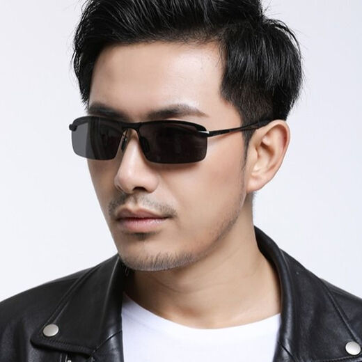 Jidaocook dual-use photosensitive color-changing sunglasses men fishing, driving, night vision, riding, anti-beam glasses, sunglasses polarization mirror, black high-definition polarization version [color-changing sunglasses dual-use]