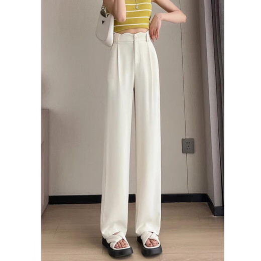 棉致高腰阔腿裤子女春秋夏季新款宽松百搭潮流休闲裤女士直筒西装长裤 692黑色29.5【高品质】 XL 128-143斤