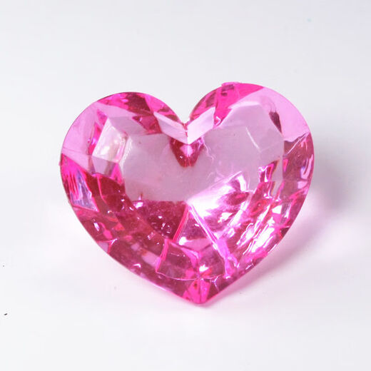 Lingchuan acrylic non-porous transparent heart-shaped gemstone toy children's ornaments sugar pusher to catch crystal birthday reward gift 5cm deep pink love heart ornaments