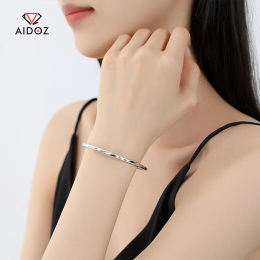 Aido diamond platinum bracelet pt950 platinum ring bracelet women's boutique semi-solid round thin bracelet inner diameter 52mm weight 10.46g thick about 3mm
