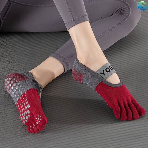Milan yoga shoes five-finger non-slip new summer dance fitness socks indoor Pilates calyx Pei Dang Ke Ke Ke Ma red 1 pair