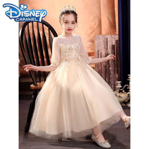 Disney (Disney) Mädchenkleid Geburtstag Kinderklavier Performance Kleid Mädchen High-End-Kinderhochzeit Abendkleid Prinzessin Rock Gastgeber 683 Burgundy Net Sleeves [+ Crown] 160 cm