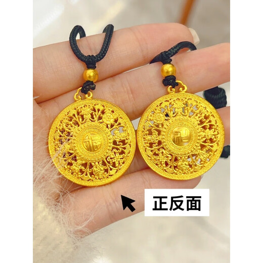 Fat Donglai's same style 18k gold eight treasures compass pendant, the Great Sun Tathagata Amitabha 18k yellow l gold lotus necklace Wanfu eight treasures compass pendant size 35*35 (+ rope