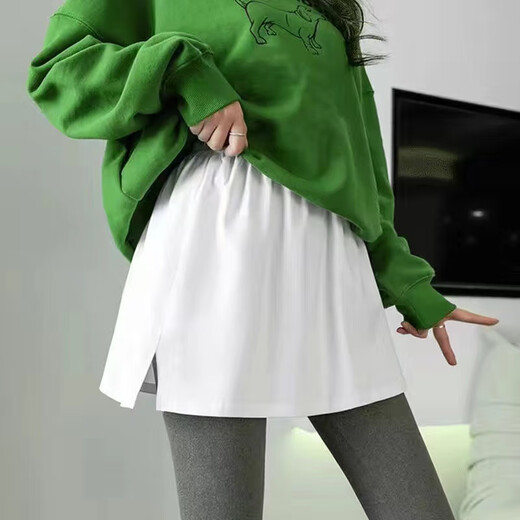 Kunsui small butt curtain for women with shark pants hem skirt cover layered fake hem loose butt-covering white skirt white slit model 1 bottom butt curtain L (recommended 80-120 Jin Jin is equal to 0.5 kg)