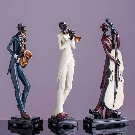 Jizhao TV Cabinet Entrance Decoration Living Room Decoration Office Home Retro American Soft Decoration Figure Sculpture Artwork Jazz Band