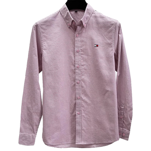 TOME BORNEK American Tome Tommy long-sleeved shirt men's new business casual pure cotton plaid non-iron shirt trendy long-sleeved blue plaid pure cotton L suitable for 125-140Jin Jin equals 0.5 kg to wear