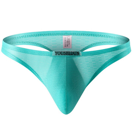 Youhao Men's T-Pants Sexy Fitness Running Low-Waist Seamless Cool Breathable Back Empty Pants Protruding Butt Bag Youth Light Blue 1 Pair M