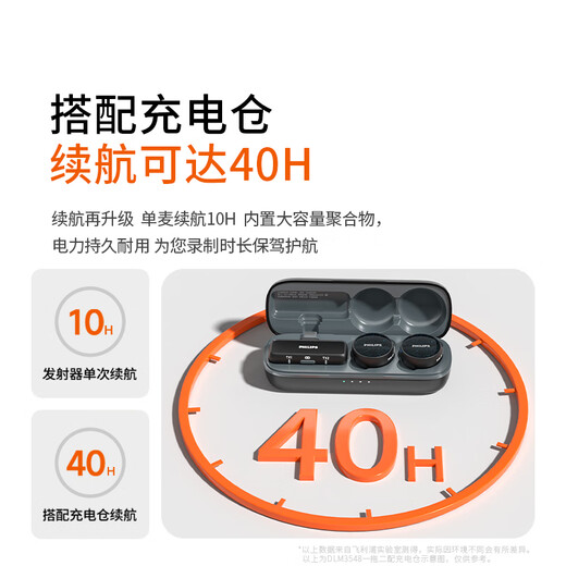 Philips (PHILIPS) National Subsidy Lavalier Microphone Wireless Live Broadcast Short Video Vlog Outdoor Recording Apple Phone Radio MINI Button One to Two + Charging Box