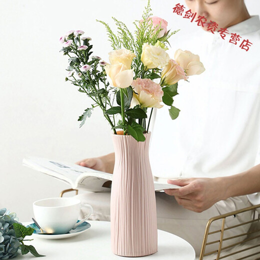 Kedi Nordic Plastic Jarrón Arreglo Flower Tulips Morandi Imitación Mesa de comedor de cerámica encimera Internet Celebrity Ornnaments Pequeños dormitorio 3524 Blanco