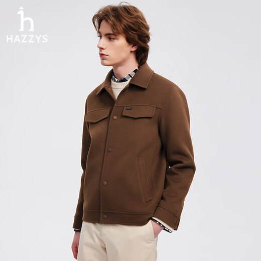 Hazzys Men's Automn and Winter Jacket Handmade Woolen Shirt Style Executive Executive Veste Men's Asvzu0BDU21 Brown BW L (175 / 96A 48)