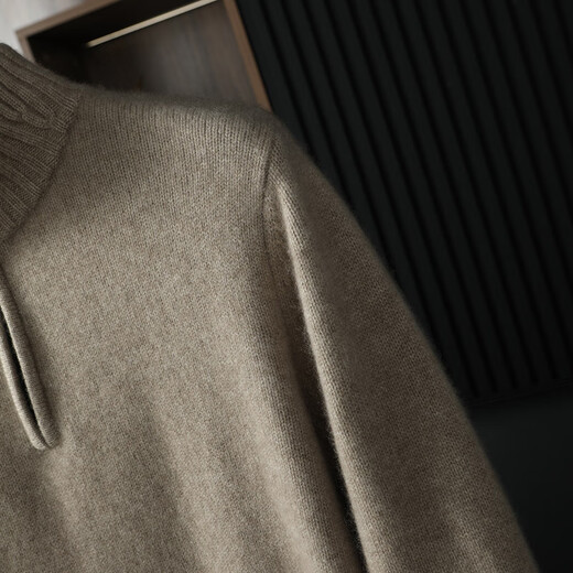 Pash Light luxury men's cashmere sweater 100% cashmere 24 new half-zipper five-needle thickened knitted sweater TRC-1444 original velvet camel XL
