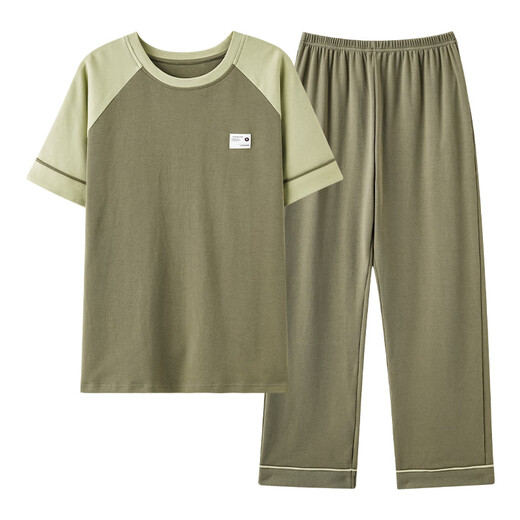 Palando pajamas men's pure cotton summer 2024 new style for young students short-sleeved thin spring and autumn men's home clothing set 09M13601 trousers L