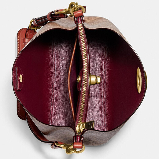 蔻驰（COACH）23新款 Willow 系列水桶包中号女士时尚气质单肩手提包可斜跨 C3890 Brass/Tan Rust