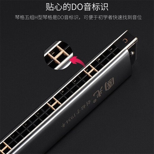
Guoguang harmonica 24-hole polyphonic C-tune advanced adult beginner students stress imported gong professional playing instrument black polyphonic [video tutorial + self-study gift package]