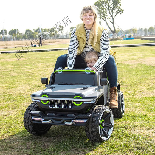 
Weini children's electric car, children's four-wheel pickup truck, off-road vehicle, boys and girls can sit on remote control toy car, large children's car, light gray + 14A super battery + soft seat + hard wheel, 775 dual-wheel drive large motor + Bluetooth music