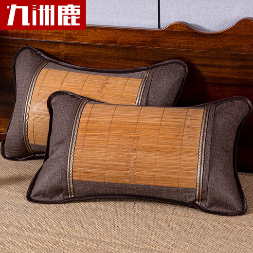 Jiuzhou Lu Bamboo Face Summer Cool Pillow Pillow Core Ice Silk Pillow Bamboo Pillow Tea Leaf Flower and Grass Pillow Summer Single Pillow Pillow 56*35cm *35cm