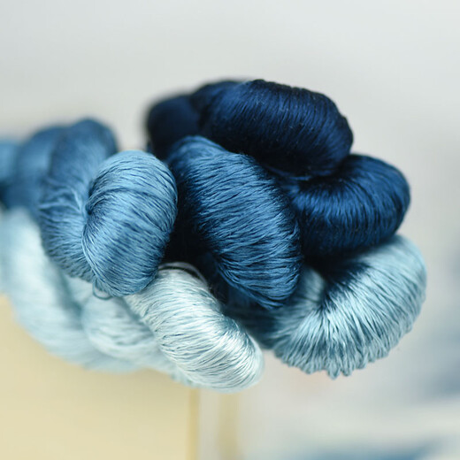 Other embroidery craftsmen No. 118 mulberry silk thread large Suzhou embroidery entangled velvet handmade embroidery thread embroidery thread ink blue embroidery thread No. 3 5 small