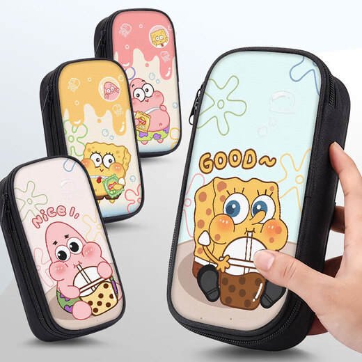 Bikeshu SpongeBob Bleistift Fall Grundschule Schüler Bleistift Fall Junior High School Schüler Bleistift Pencil Case Boy Boy Boy Boy Boy Leinwand Pencil Fall ZQ9196
