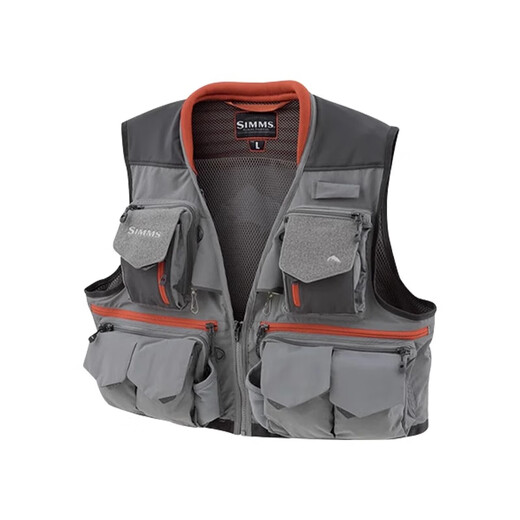 SIMMS23 New Fly Luya Vest Stream Multifunctional Men's and Women's Vest Waterproof Fishing Fishing Vest Carbon Gray Steel S