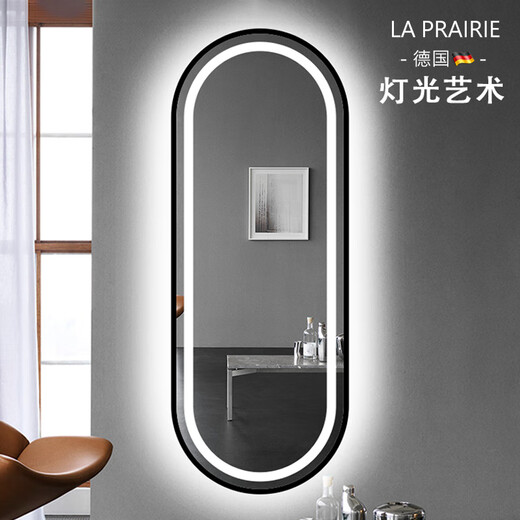 LA PRAIRIE德国 轻奢试衣镜led带灯全身镜贴墙智能镜子壁挂穿衣镜挂墙家用 金色单触无极调光(调亮度)-白光 60*165cm