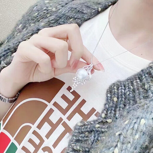 Six Maru Jennifer Jewelry True Round 12-13 White Freshwater Pearl Pendant 925 Silver Fashionable Pearl Necklace for Women