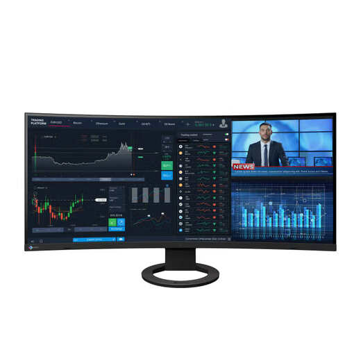 Yizhuo Eizo Yizhuo EV3895 gebogener Fisch Bildschirm Low blau Licht ohne Flash Energy Sparende Augenschutz Business Office Börse Unterhaltung 37,5-Zoll Schwarz Schwarz