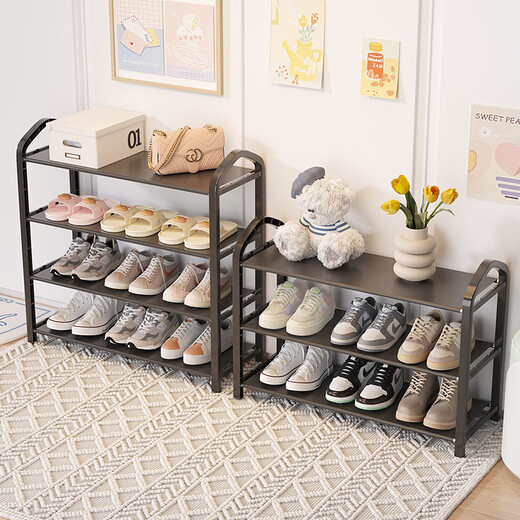Lohas Time Dormitory Shoe Rack Doorway Home Multi-layer Shoe Storage Rack Multi-Function Shoe Rack Simple Small Shoe Rack Under the Table Black - Partition Cloth Style 3 layers long 42cm