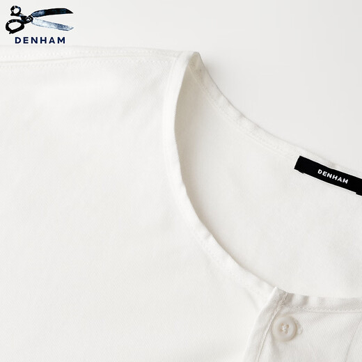DENHAM new city light outdoor French sports white grey retro Henry neck scissors short-sleeved T-shirt men white L