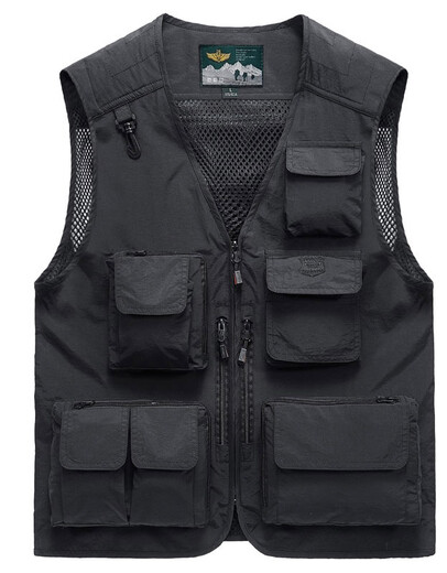 
JP Spring, summer and autumn thin men's vest multi-pocket quick-drying mountaineering photography jacket 9898 black S (suitable for 95 Jin [Jin equals 0.5 kg]-110 Jin [Jin equals 0.5 kg])