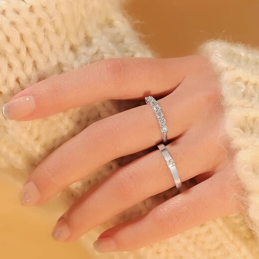 MZMZ platinum couple ring pt950 platinum engagement ring diamond ring Valentine's Day birthday gift for girlfriend light luxury - I love you silently/customized engraving photo here