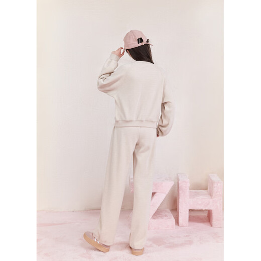 Zihan (ZIHAN) Zihan knitted round neck short pullover top high waist straight casual pants two-piece suit for women 2024 winter new style Mijin XS