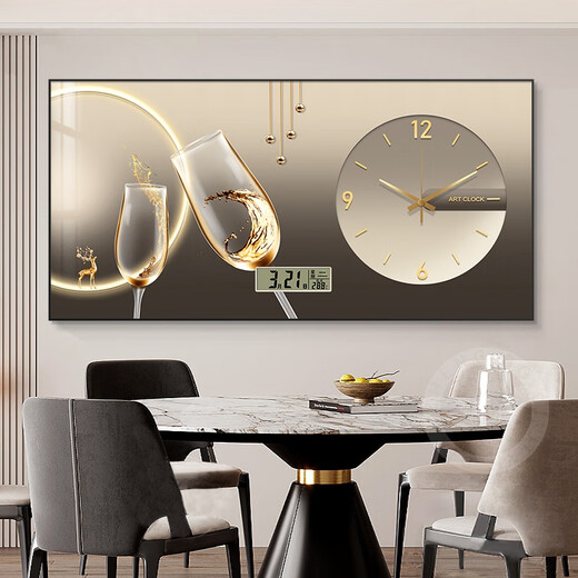 Sensory painting Light luxury high-end large-size electric meter box decoration distribution box covers electronic perpetual calendar restaurant table hanging painting JD121.27 perpetual calendar + watch/black hand 120*60cm (cover 110*50) lift cover/support pole gold frame