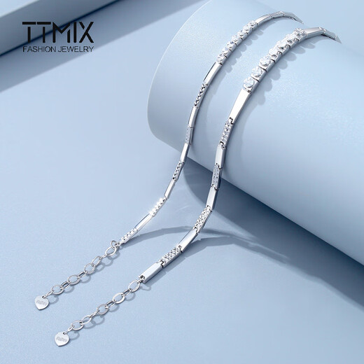 TTMIX platinum bracelet with diamond pattern PT950 platinum bracelet, versatile simple hand jewelry, birthday gift for girlfriend, custom deposit, custom engraving