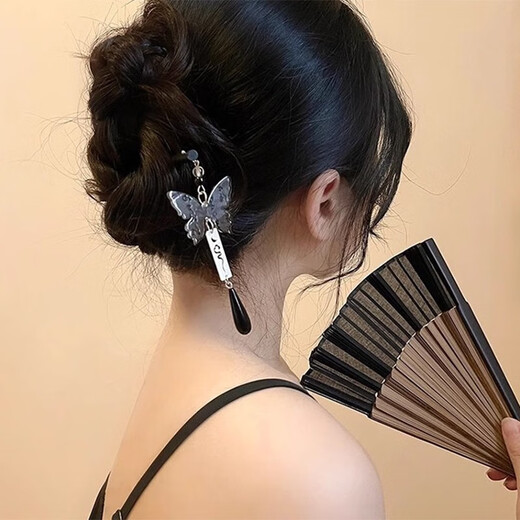 Happy Clouds of Two Worlds Yu Yushu Xin Yun wears a blouse with a hairpin for ladies, a new Chinese style butterfly girl with fringed hair, a high-end antique style
