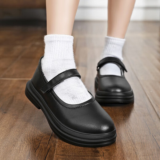 Shepherd boy cowboy shoes girls black leather shoes genuine leather children's performance shoes student single shoes etiquette flower girl school shoes cowhide soft sole 650-4 black (simple classic style) 30 inner length 19.3CM