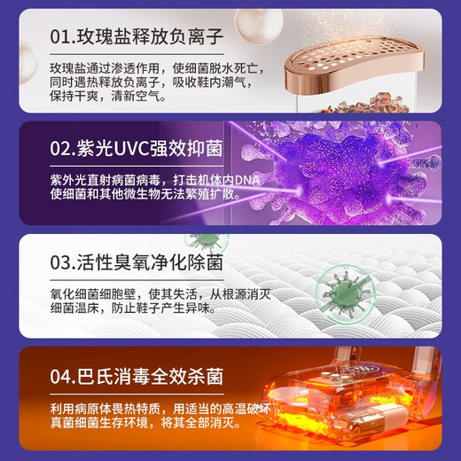 HYUNDAI Korean shoe dryer shoe dryer shoe dryer shoe dryer purple salt box deodorization household shoe drying artifact shoe warmer upgraded model new 4-foot telescopic purple salt box-digital display