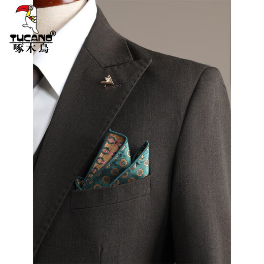 Woodpecker (TUCANO) fashionable Korean suit men's three-piece wedding groomsmen suit professional formal work suit men's suit 9992 black (suit + trousers) 52/XL (125-135 Jin Jin equals 0.5 kg)