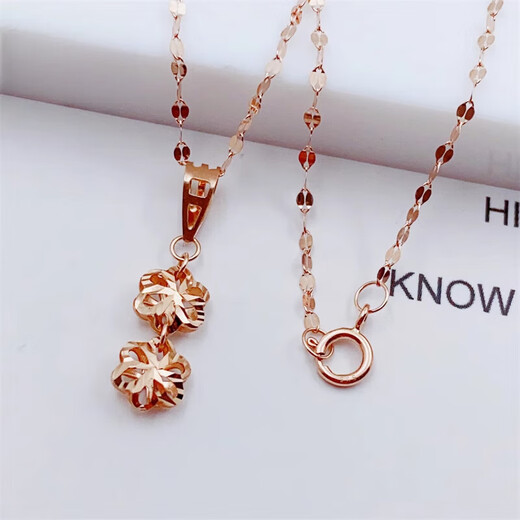 DL 1998 Fat Donglai same style purple gold pendant Russian Au585/14K rose gold hollow flower new fashion shiny single flower pendant