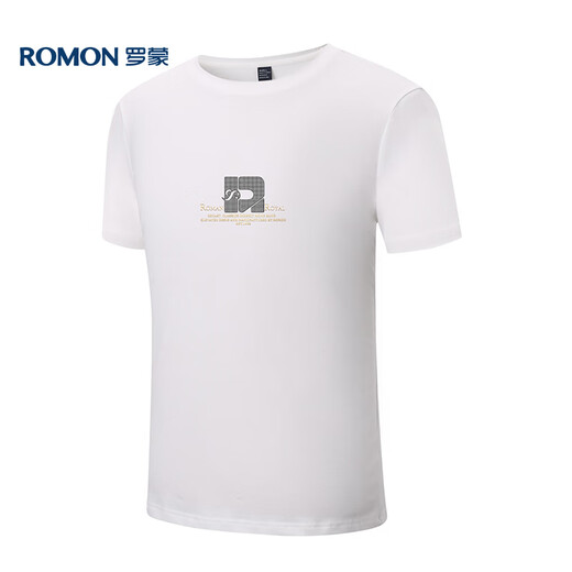 
ROMON short-sleeved T-shirt for men summer casual short-sleeved men ice silk base shirt T-shirt for men LM688 white M