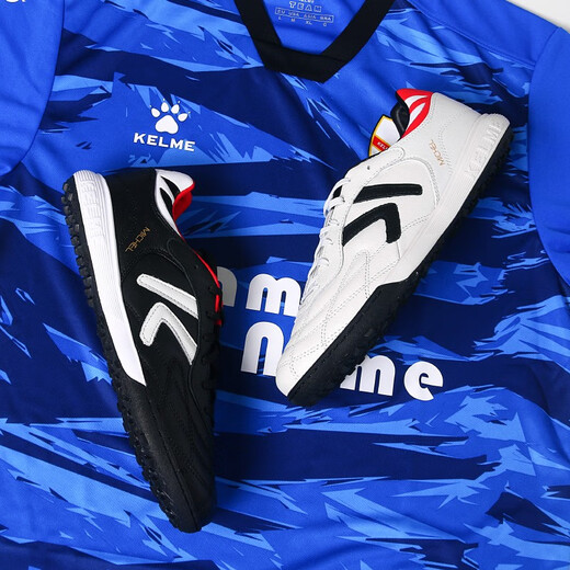 KELME/Kalme football shoes men's TF broken nails summer breathable lace student youth competition training shoes adult black/white 39