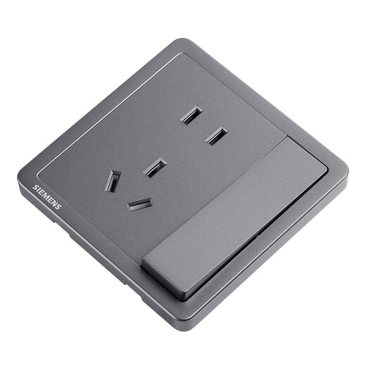 西门子（SIEMENS）开关插座 五孔带单控插座面板 致典深灰银5UB14243NC072P