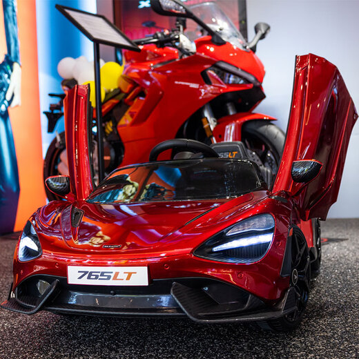 Join hands with McLaren Children's electric car four-wheeled baby car to sit for men, women and children remote control toy sports car children's car painted wine red full function + large lithium battery battery battery battery for 5 hours