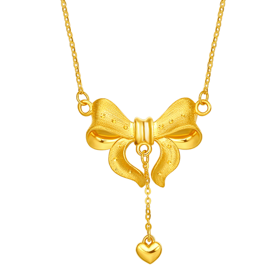 Saturday Fortune Gold Necklace Women's Bow Pure Gold Pendant Birthday Gift Price A0612627 Approximately 5.17g40+5cm