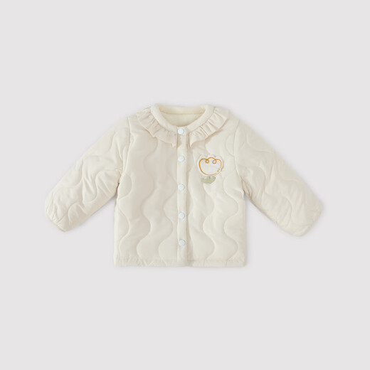 Bali Piggy Girls' Cotton Clothes Winter Padded and Velvet Baby Clothes Winter Warm Little Girl Tops Autumn and Winter Children's Jackets Ivory White 110 cm