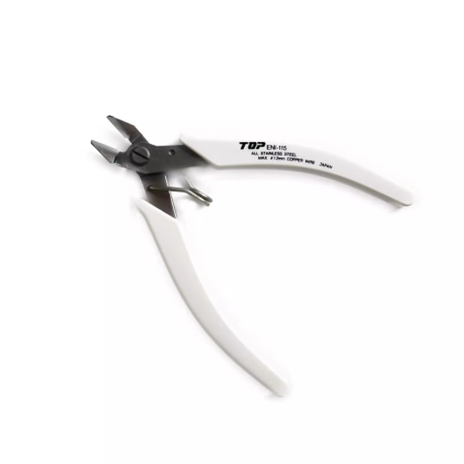 Japan's TOP white-handled water-cutting pliers for jewelry crafts, industrial-grade needle-nose pliers for cutting copper wire, oblique-nose electronic pliers ENI-115